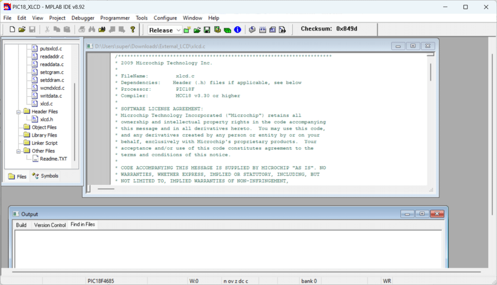 MPLAB IDE v8.962 example software